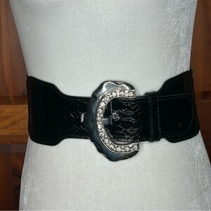 Macy's Faux Croc Leather Belt with Rhinestone Buckle Glamcore Fairy Grunge Y2K